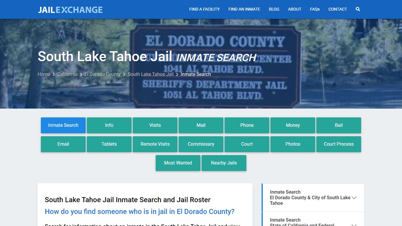 Inmate Search: Roster & Mugshots - South Lake Tahoe Jail, CA