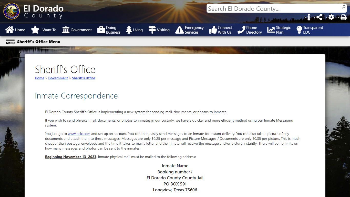 Mail Policies - El Dorado County, California