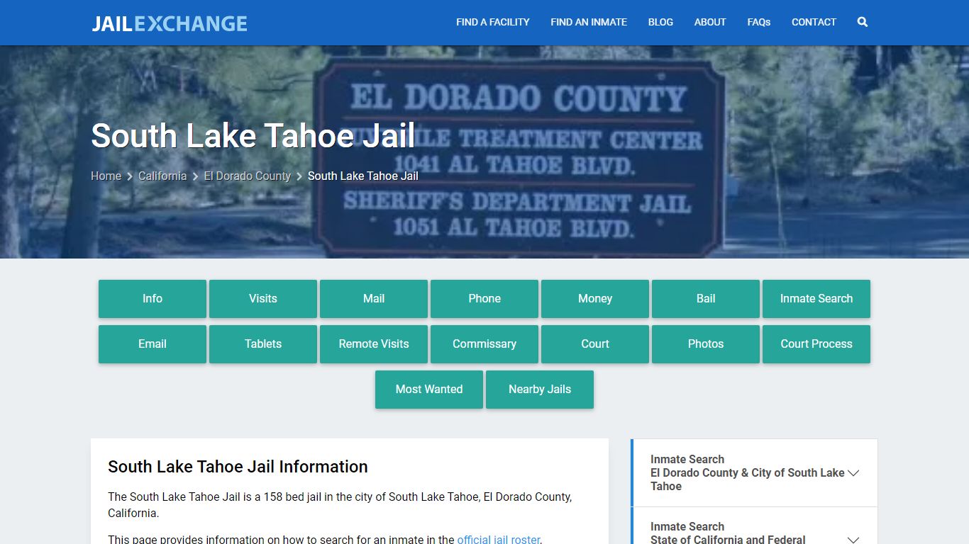 South Lake Tahoe Jail, CA Inmate Search, Information